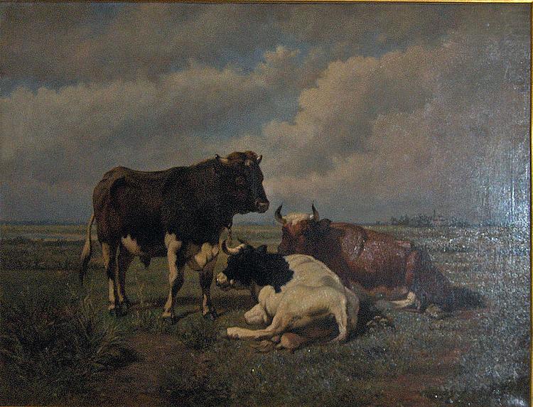 unknow artist Two cows and a bull china oil painting image